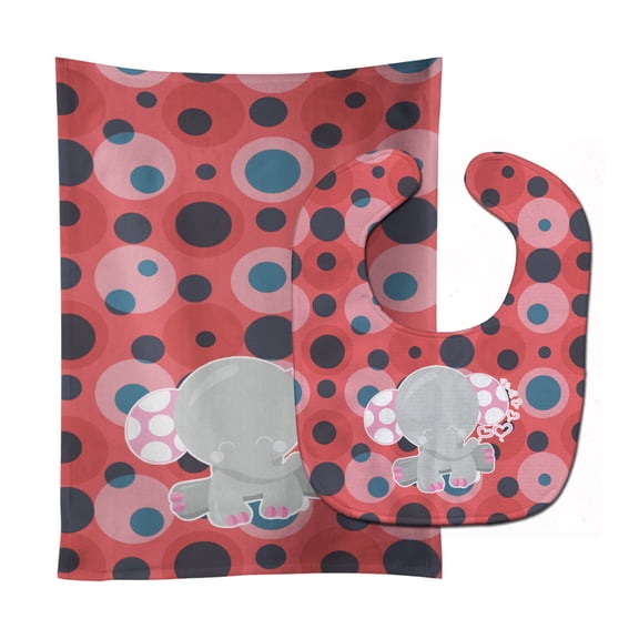 Elephant Lots of Polkadots Baby Bib and Burp Cloth
