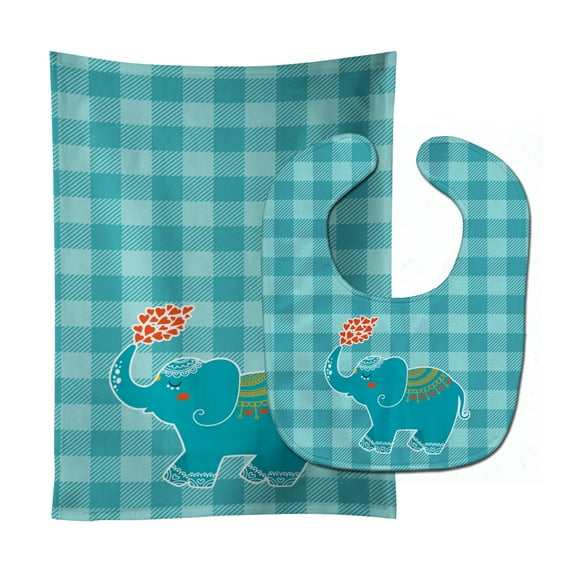 Elephant Love Baby Bib and Burp Cloth