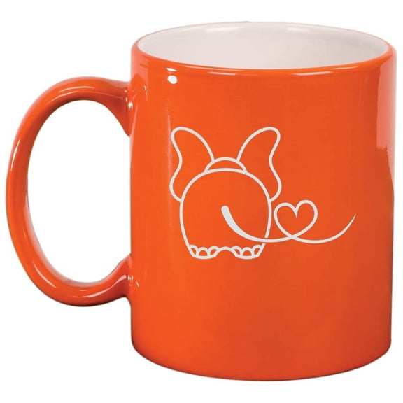 Elephant In Love Ceramic Coffee Mug Tea Cup Gift for Her, Women, Sister, Boss, Mom, Daughter, Grandma, Friend, Birthday, Anniversary, Girlfriend, Housewarming, Cute, Elephant Lover (11oz Orange)