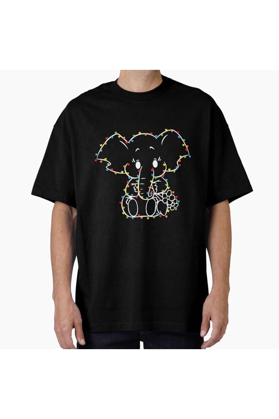 Elephant Lover Cute Jumbo Animal Festive Winter Holiday Design Art Unisex T-Shirt.PNG, up to Size 5XL