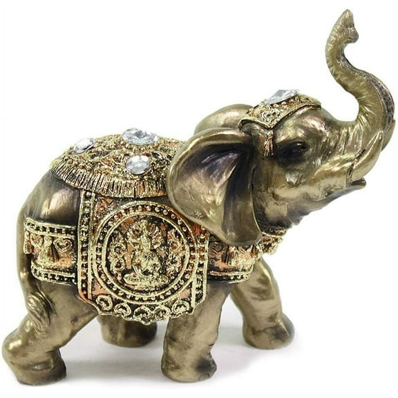 Elephant Lucky Feng Shui Statue -5" Elegant Shelf Display, Office / Home Decor. G16560