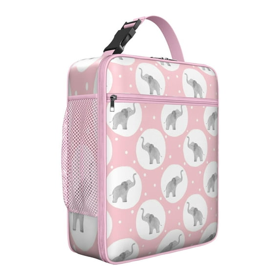 Elephant Lunch Box for Men Reusable Insulated Small Lunch Bag with Boho Mandala Floral Watercolor Design, Tribal Retro Animal Cooler Tote for Work, Camping & Travel