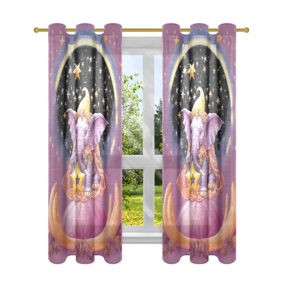 Elephant Magic Stars Blackout Curtains Patio Door Curtains Window Decoration for Bedroom Living Room 2 Panels