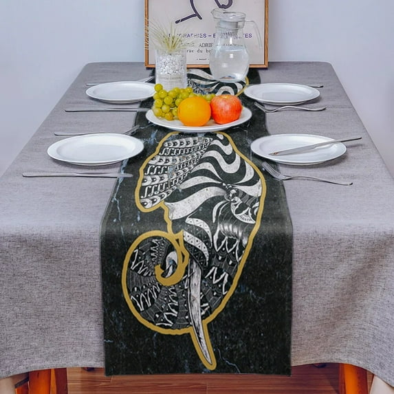 Elephant Marble Geometry Table Runner Luxury Home Dining Table Coffee Table Holiday Wedding Decoration Party Dinner Table Runner