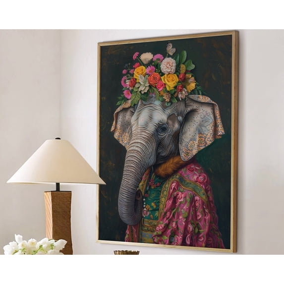 Stay Funky Elephant Maximalist Eclectic Animal Portrait Funky Colorful Altered ...