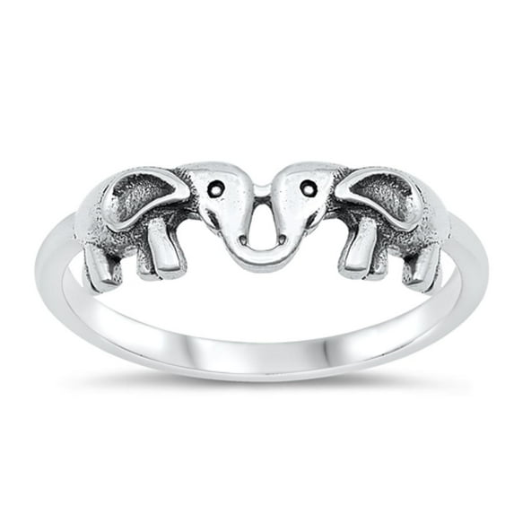 Elephant Memory Love Ring .925 Sterling Silver Band Jewelry Female Male Unisex Size 4