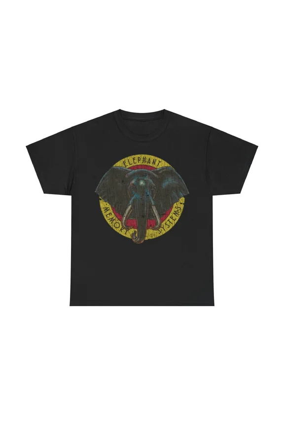 Elephant Memory Systems 1980 Distressed Print Retro Tech Unisex T-Shirt, up to size 5XL