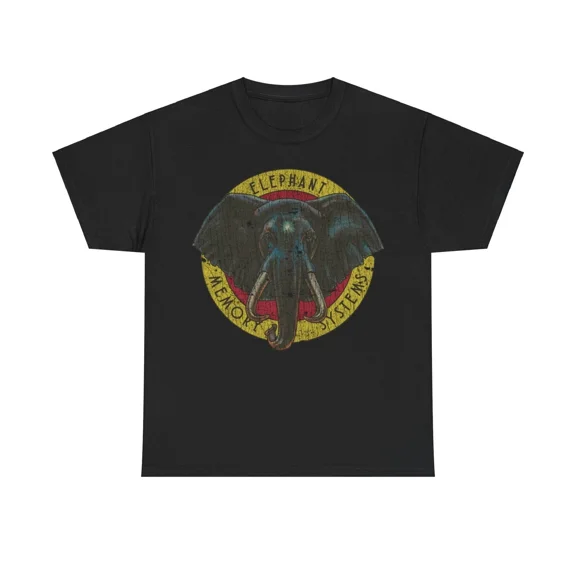 Elephant Memory Systems 1980s Retro Technology Brand Heritage Unisex T-Shirt, up to size 5XL