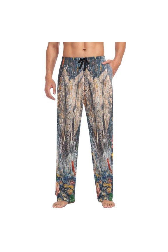 Elephant Mens Cotton Pajama Pants Long Staple Lightweight Sleep Bottoms with Pockets Breathable