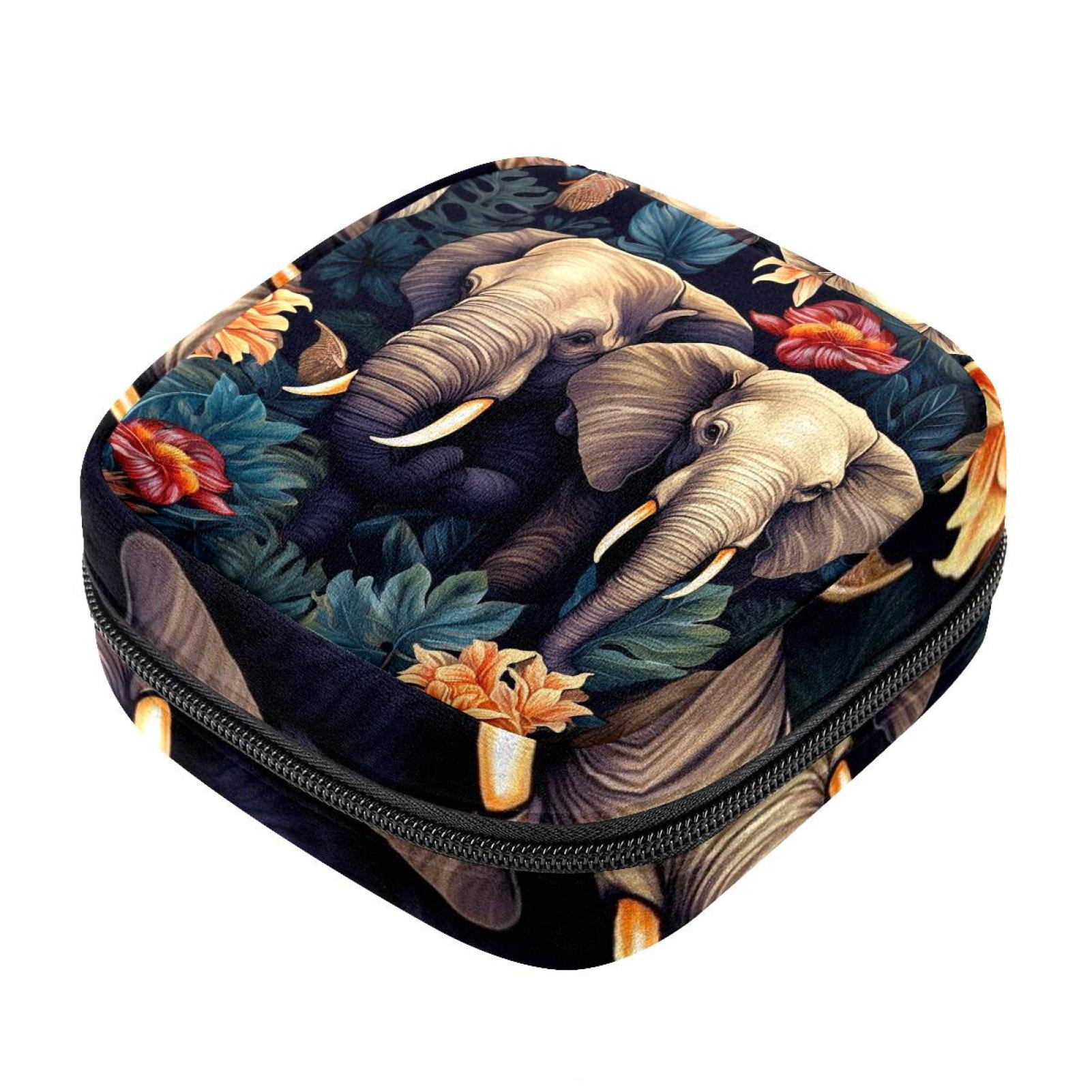 Elephant Menstrual Pad Purse for School, Tampons Collect Pouch for