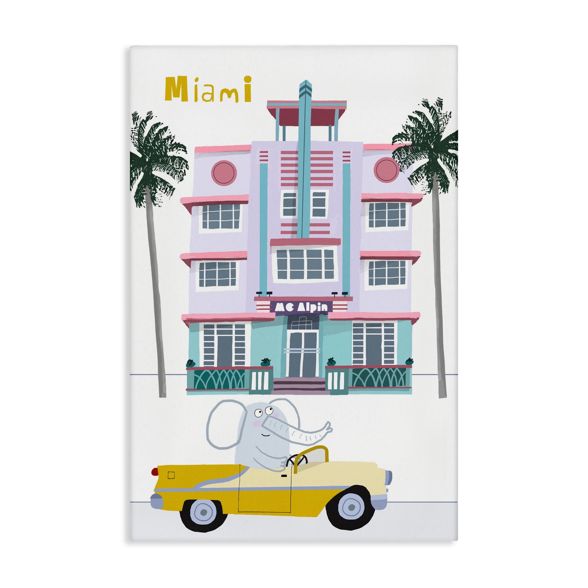 Elephant & Miami Hotel Canvas Wall Art, design by Carla Daly