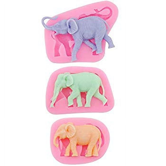 Elephant Molds, Chokov 3pcs Baby Elephants Mold Silicone Fondant Molds Animal Elephant Chocolate