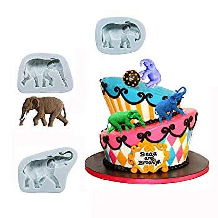 Elephant Molds Running Elephants Mold Silicone Fondant Father/Mother/Baby Animal Elephant