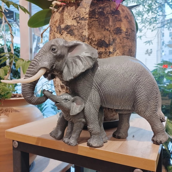 Elephant Mom & Baby Statue for Christmas Holiday Garden Gift