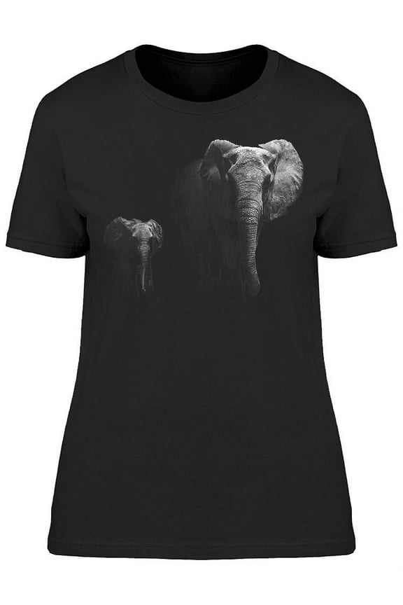 Elephant Mom Calf Black/white T-Shirt Women -Image by Shutterstock, Female x-Large