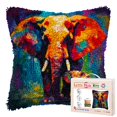 thumbnail image 1 of Elephant Mom and Little Elephant DIY Latch Hook Pillow Kits for Adults Printed Pillowcase Crochet Yarns Hooking Handmade Pillow Cover Cushion for Home Sofa Decoration 17x17inch, 1 of 7