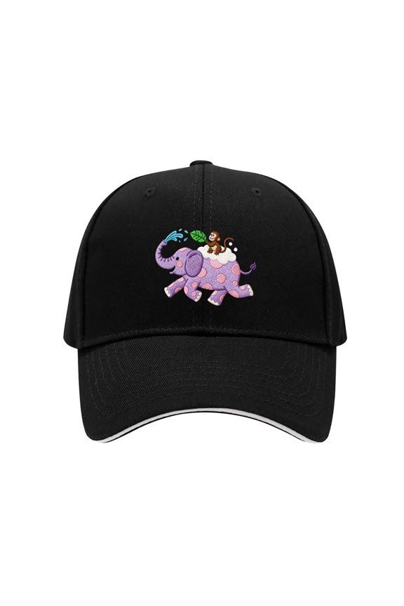 Elephant Monkey Pattern Embroidered Unisex Cotton Baseball Dad Hat
