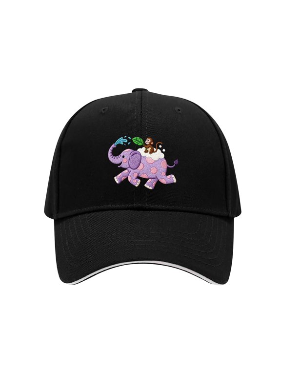 Elephant Monkey Pattern Embroidered Unisex Cotton Baseball Dad Hat