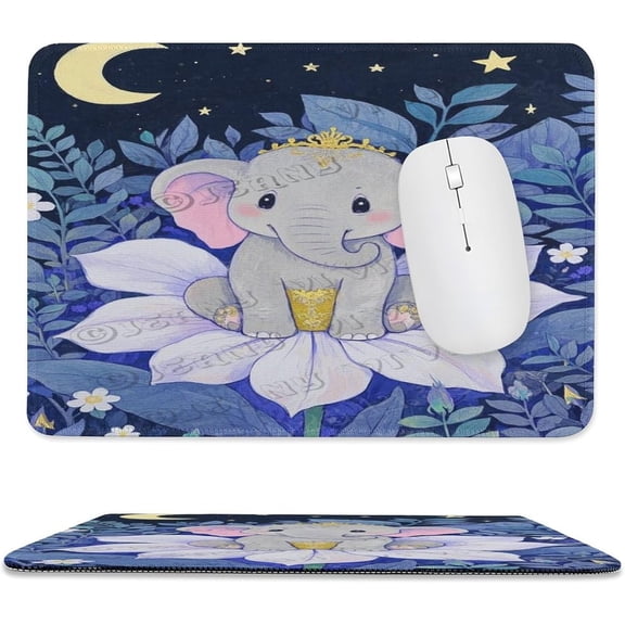 Elephant Mouse Pad 8x10 in, Durable Stitched Edge Desk Mouse Pad with Anti-Slip Base, Charming Elephant Artwork for Office Desk