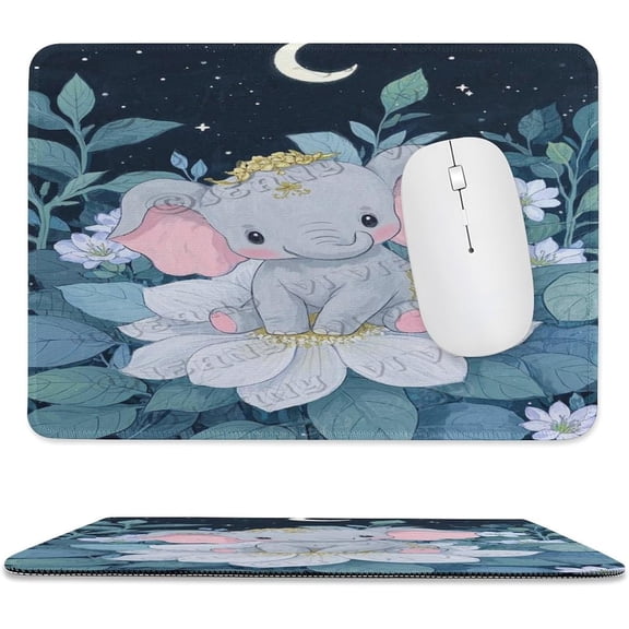 Elephant Mouse Pad 8x10 in, Premium Stitched Edge Computer Mousepad with Smooth Tracking Surface and Non-Slip Rubber Bottom, Elephant Illustration
