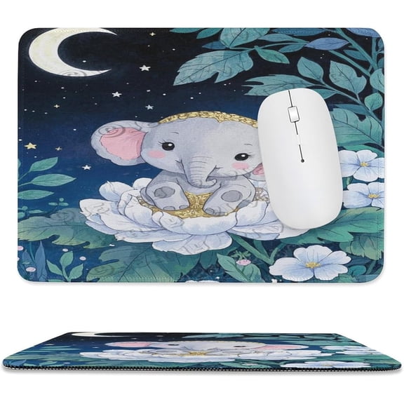 Elephant Mouse Pad 8x10 in Size, Stitched Edges Computer Mouse Pad with Smooth Cloth Surface, Charming Elephant Artwork for Office Desk Accessories