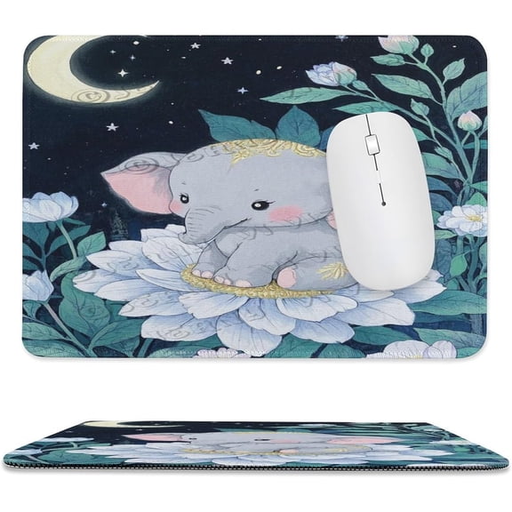 Elephant Mouse Pad 8x10 in, Stitched Edge Durable Desk Mousepad with Soft Cloth Surface, Detailed Elephant Artwork for Desk Decor