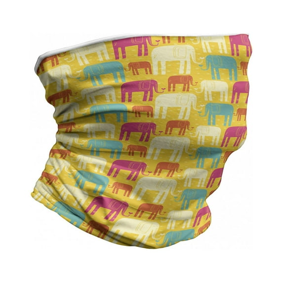 Elephant Neck Gaiter, Colorful Doodle Animal, Unisex, Multicolor, by Ambesonne