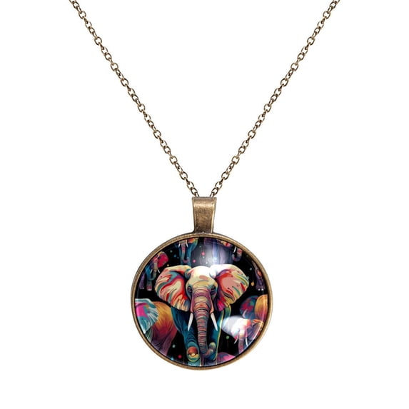 Elephant Necklace Personalized Custom Photo Round Pendant Adjustable Stainless Steel Necklaces with Gift Box for Men Women Mothers Valentine's Jewelry Gift