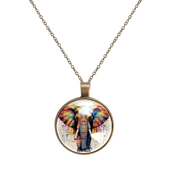 Elephant Necklace Personalized Custom Photo Round Pendant Adjustable Stainless Steel Necklaces with Gift Box for Men Women Mothers Valentine's Jewelry Gift