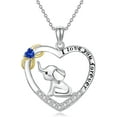 thumbnail image 1 of Elephant Necklace for Women Sterling Silver Birthstone Heart Necklace Cute Animal Jewelry Gift for Women Mom Wife Daughter, 1 of 10