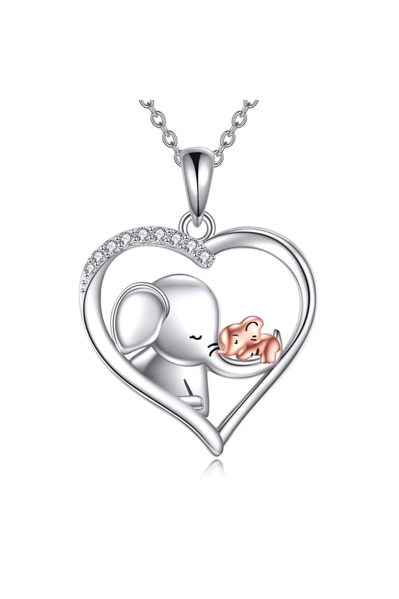 Elephant Necklace for Women Sterling Silver Mother Elephant Necklace Jewelry Gifts for Women Mother