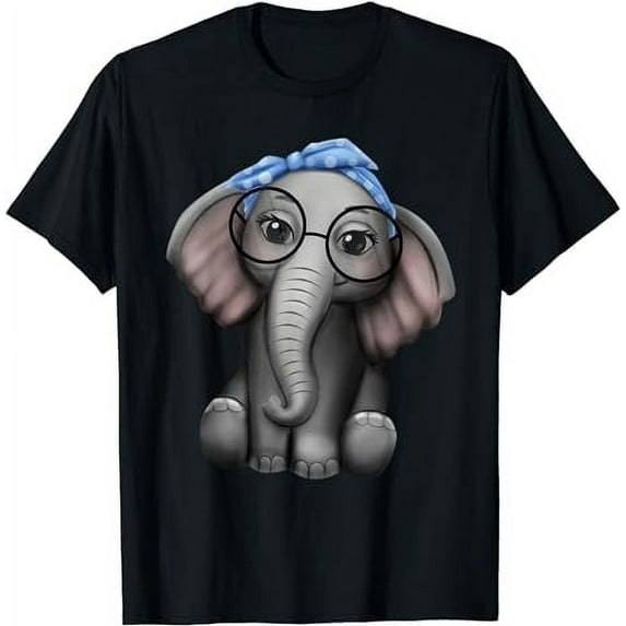 Elephant Nerd Glasses Headband Clothes Gift Elephant T-Shirt