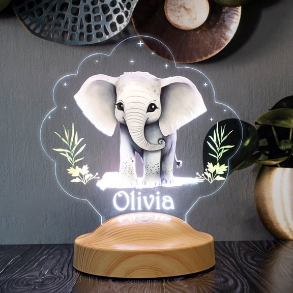 Elephant Night Light Personalized, Cute Elephant Gift for Baby With Name