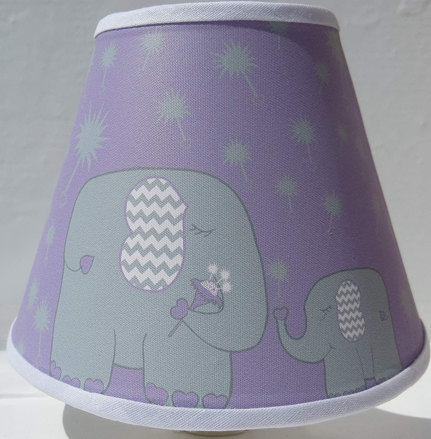 Elephant Night Lights / Purple with Grey Dandelions / Elephant Nursery