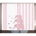thumbnail image 1 of Ambesonne Animal Cartoon Curtains 2 Panel Set, Pink Animals, 108" x 96", Pale Pink White, 1 of 2