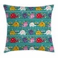 thumbnail image 1 of Elephant Nursery Decor Throw Pillow Cushion Cover, Joyful Kids Pattern Festive Colorful Animals Flowers Funny Nature, Decorative Square Accent Pillow Case, 18 X 18 Inches, Multicolor, by Ambesonne, 1 of 2
