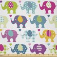 thumbnail image 1 of Elephant Nursery Fabric by The Yard, Vivid Colorful Pattern Retro Plaid Tartan Polka Dots Hearts and Stripes, Microfiber Fabric for Arts and Crafts Textiles & Decor, 1 Yard, Purple, by Ambesonne, 1 of 1