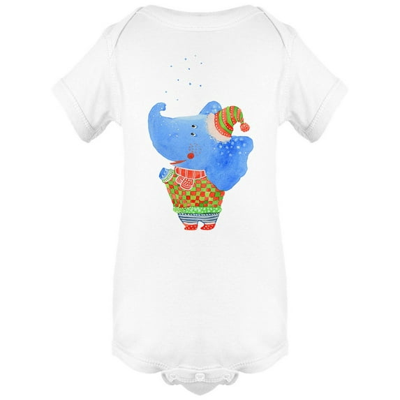 Elephant On Winter Watercolor Bodysuit Infant -Image by Shutterstock, 6 Months