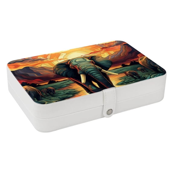 Elephant PU Leather Necklace Organizer Jewelry Boxes Display Case with Removable Compartment, Portable