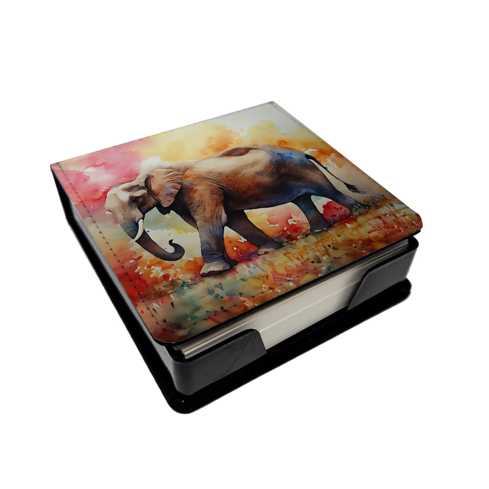 Elephant PU Leather Note Paper Holder with -Designed Cover  Desk Accessory  Office Gift