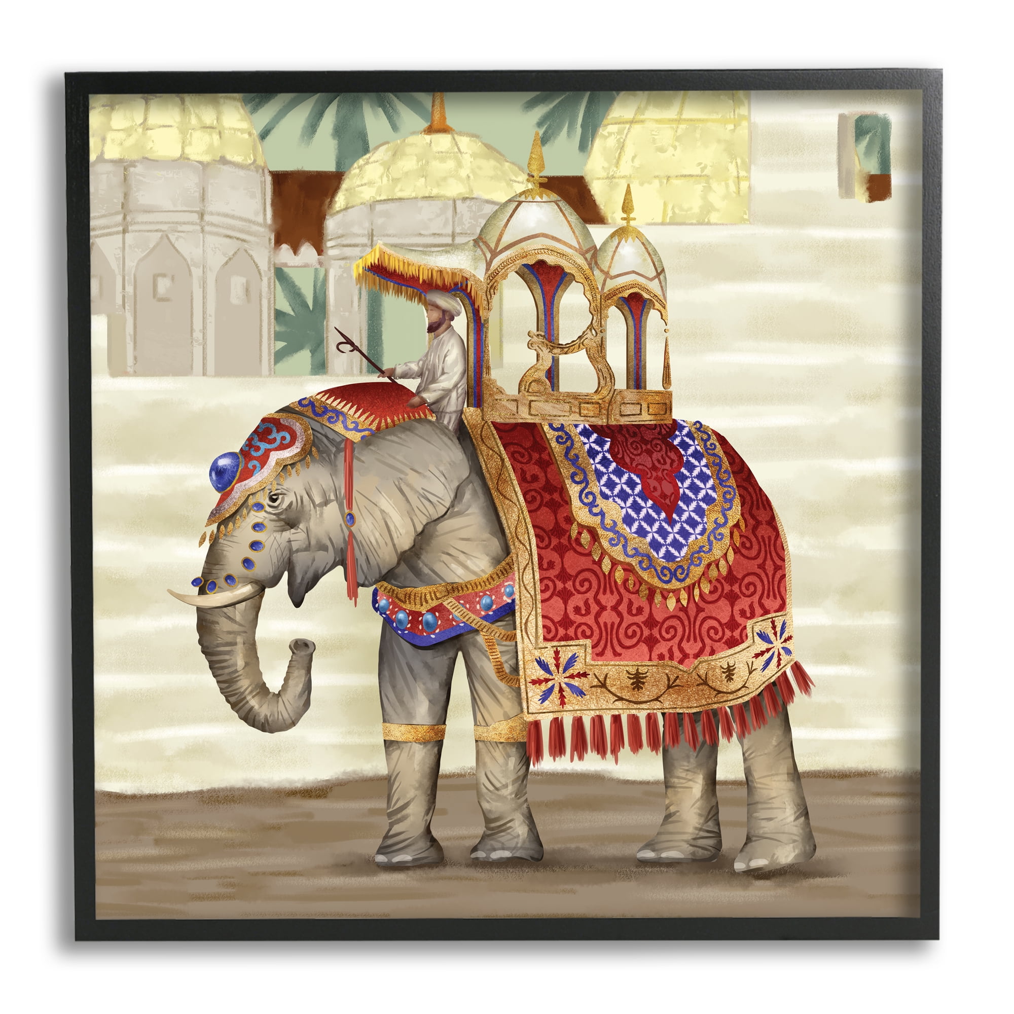 Elephant Parade Eastern Culture Dome Architecture Animals & Insects Framed Art Print Wall Art, 17x17