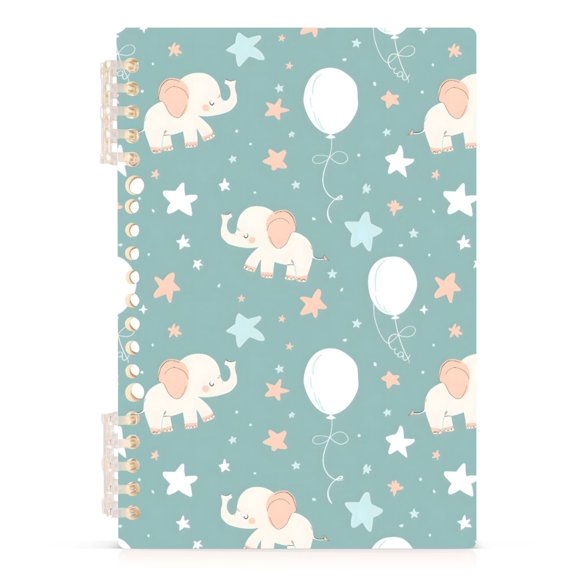 Elephant Pattern A5 Notebook Refillable 60 Sheets Detachable Ring Binder PP Cover Journal