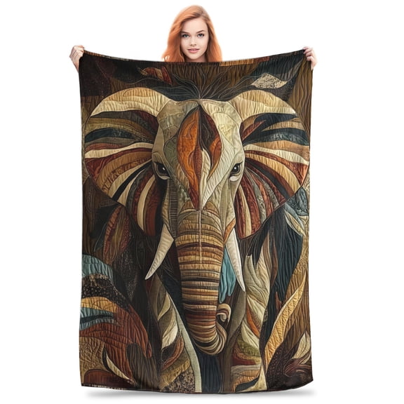 Elephant Pattern Print Flannel Blanket