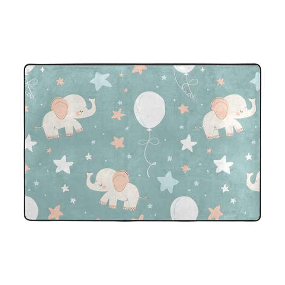 Elephant Pattern Rug 36x24in Memory Foam Absorbent Non Slip Plush for Bathroom Kitchen Entryway