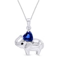 thumbnail image 1 of AFFY Elephant Pendant Necklace Heart Shaped Simulated SAP CZ 14K White Gold Over Sterling Silver, 1 of 5