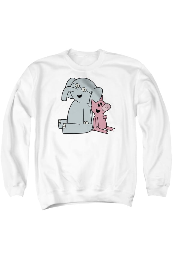 Elephant Piggie With Logo Unisex Adult Crewneck Sweatshirt, White, Small