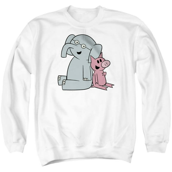 Elephant Piggie With Logo Unisex Adult Crewneck Sweatshirt, White, X Large