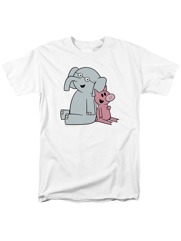 Elephant Piggie With Logo Unisex Adult T Shirt, White, 2X Large