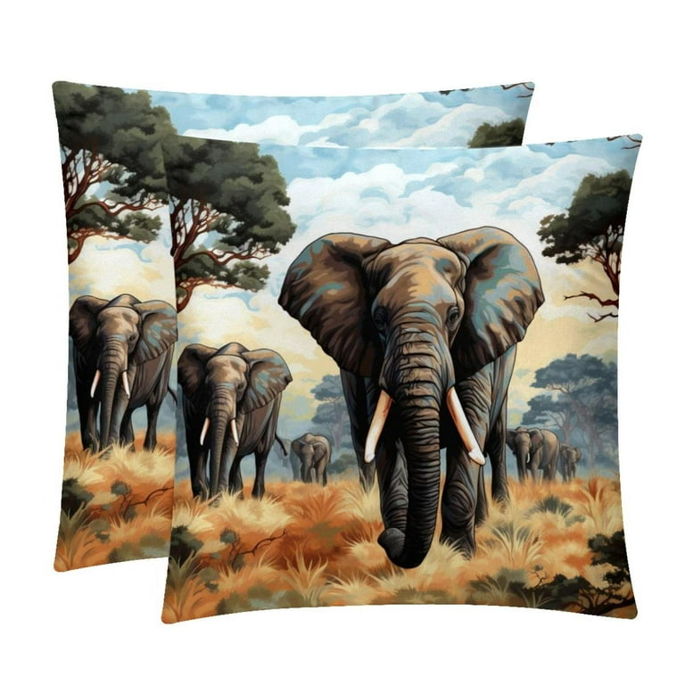 Elephant Pillow Covers Inserts Set of 2 Chair Pillow Covers Decorative Pillows Available in 16x16 18x18 and 20x20 Inches with Unique Patterns