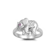 thumbnail image 1 of Elephant Pink Eye Cubic Zirconia Ring Sterling Silver 925 Size 8, 1 of 2